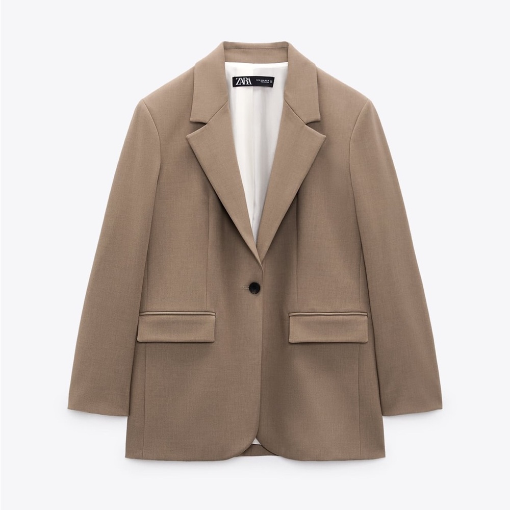 NWT Zara buttoned oversized blazer - tan sz M
